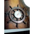 A  R3k Mercury Marine boat Propeller and Thermometer mounted on a Oak Wooden base