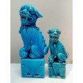 Rare 1920/30 Ceramic Turquoise glaze fu Dog`s Hand crafted and hand painted in Jingdezhen, China.