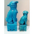 Rare 1920/30 Ceramic Turquoise glaze fu Dog`s Hand crafted and hand painted in Jingdezhen, China.