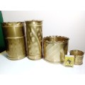 A Lot of 4 x Brass planters of various sizes for plants or desk organizer`s (Pens, Cutlery, Etc.)