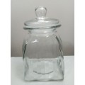 Original Lidded ornate rib glass Cookies jar. A box candy optical glass container.