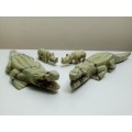 Awesome detailed set of Crocodile and Rino green in Onyx/jade? figurine`s.