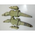 Awesome detailed set of Crocodile and Rino green in Onyx/jade? figurine`s.