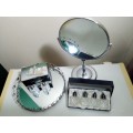 Mirror set. Mirrored Tray Plus a Standing Magnifying Mirror and 2 Boxed Salt set`s.