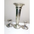 Army Specimen Vase Sargeant`s Mess Jubilee Silver Plate E.P.N.S. A1. plus 2 Candle holder