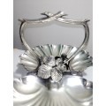 SILVER 1875-1896 Fenton Brothers. Vintage Double Trinket dish with beery and leaf\vine ha motif.