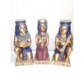 Vintage 3 Egyptian Figurines, Resin, Hand Made & Painted `Artist`s Version`,