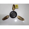 3 Vintage Brass Shoe Ashtrays plus a Pin tray Nordkapp.