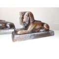 Two heavy Vintage cast Bronze Sphinx figurines Ideal paper weights.