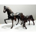 Two Vintage Bronze Spelter prize Horses. A pair of western style bronze horses, great copper platina