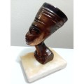 Two 1930`s Vintage Bronze Nefertiti busts on ONYX stone bases can be used for Book-ends.
