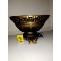 A vintage heavily ornated Bronze Italian Centre piece/fruit bowl on foot with 4 feet.