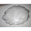 The Korean ornated `Lotus Flower Tray` boxed large and heavy glass tray Dynisty Collection.