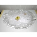 The Korean ornated `Lotus Flower Tray` boxed large and heavy glass tray Dynisty Collection.