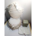 Beautiful Scatter cushion, Sowing basket + Kit plus a Jewelry storage bag and a Wedding Garter.
