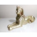 Vintage Egyptian Sphinx heavy brass and well detailed, weight 5.1kg. Size 135mm Tall x 250mm Long