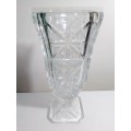 A Vintage stamped `Italy` stunning crystal glass cut vase. No chips or cracks.