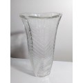A Stunning Vintage glass herring bone ribbed vase 250mm tall and no chip`s or cracks.