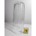 A Stunning Vintage glass herring bone ribbed vase 250mm tall and no chip`s or cracks.
