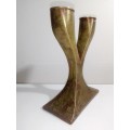 A 1960 vintage Brutalist heavy solid Bronze candle stick, hand crafted by means of Sand casting.i