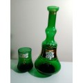 Wow Venetian made in Italy a green hand blowen Carafe night stand bottle & matching glass.