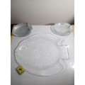 A rare Fish plate set, a large plater+9 smaller ones