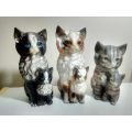 For the Collector. 3 porclain Cats with their kittens that need restoration.