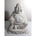 A Large very detailed antique and Heavy 7Kg`s Buddha 335mm Tall in crushed marble light.