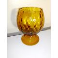 A Stunning Vintage Heavy Amber Studio glass Vase with a nice stem and foot and 190mm Tall.