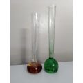 Two lovely unusual long stem hand blowen champagne bubble glass Vase`s. Size`s: 20.5 and 23.5cm tall