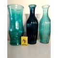 Three coloured 22cm Tall Vase`s. All in good used condition
