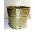 Vintage round solid brass planter with hand beaten rim and in good condition for it`s age.