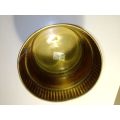 Vintage round solid brass planter with hand beaten rim and in good condition for it`s age.