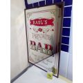 A  Man Cave item. `RAUL`S` Private Bar Mirror. Purveyor of Fine Spirits to Fine Friends.