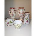 A Vintage lot of Vases Made in Italy 15cm Tall x 2 and Poland x2 and a Egg cup.