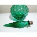 Scarce Vintage Green Bubble Empoli Genie Decanter Italian Art Glass. Stamped made in Italy.