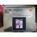 4 x Solid Glass photo Coasters with wooden storage rack