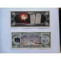 Two American Christian Novelty notes: 7 Dollar - Peace on Earth and 10 Dollar - Commandments