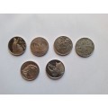6 x World coins issued by South African mint