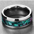 The Omar Abalone Tungsten Carbide Mens Ring
