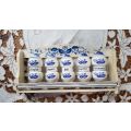 Vintage Blue Onion set of spice canisters and original spice rack