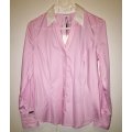 Calvin Klein Women`s Pink Pin Stripe Tailored Shirt S34