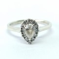 Pear Diamond Halo Ring in 9ct White Gold