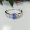 Blue Apatite and Diamond Ring #1031