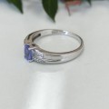 Blue Apatite and Diamond Ring #1031