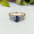Oval Sapphire and Diamonds Ring #1033