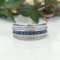 Blue Sapphire and Diamonds Ring #1036