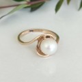 Yellow Gold Pearl Ring #1019