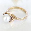 Pearl and Diamond Gold Ring #1090