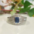 9kt White Gold + Sapphire & Diamonds Ring #1166